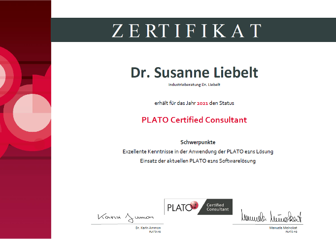 Plate certified Consultant FMEA Berater