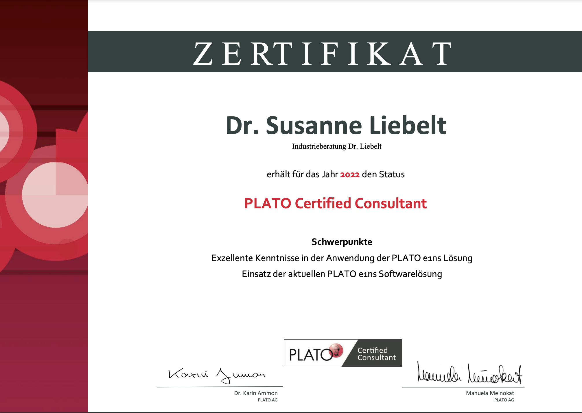 Plato Zertifikat Susanne Liebelt
